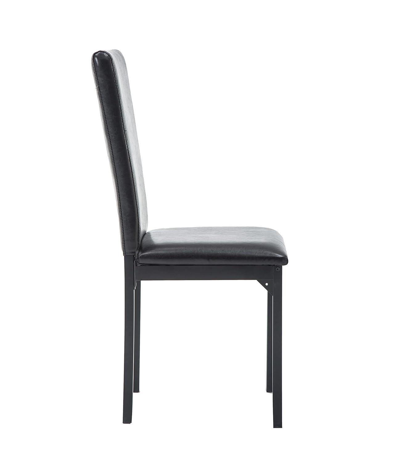 Set of 4 Arjen Dining Chairs Black - Boraam: Faux Leather, Metal Frame, Contemporary Style
