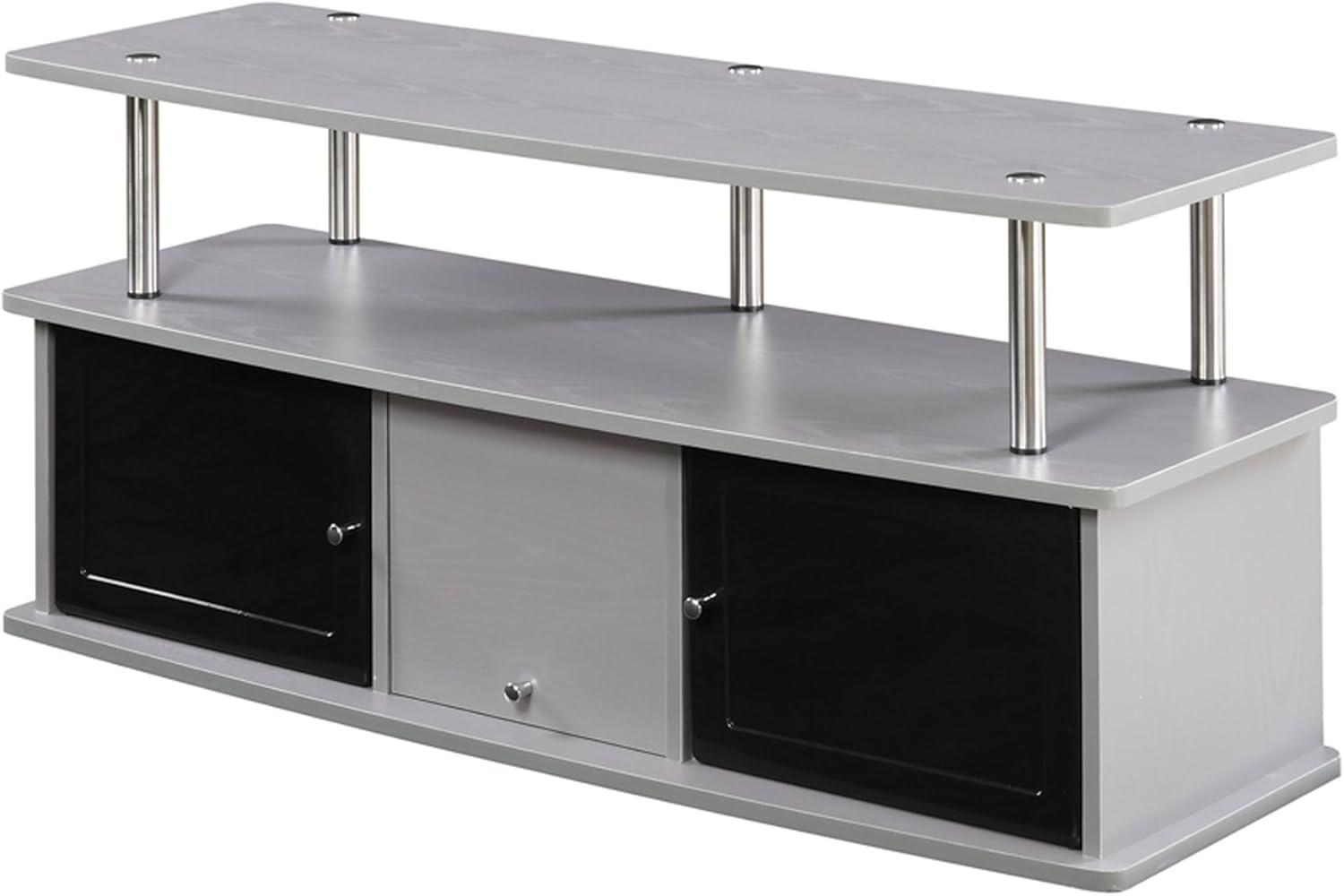 Designs2Go TV Stand with 3 Storage Cabinets and Shelf for TVs up to 55 inches, Gray