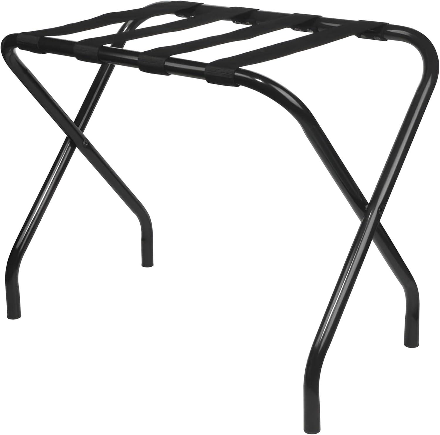 Black Metal Foldable Luggage Rack with Nylon Belts