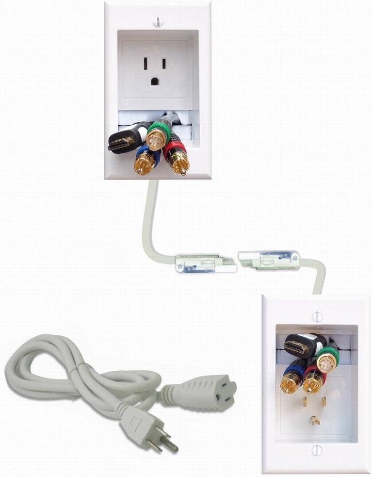 White Plastic 2-Gang In-Wall Cable Management System