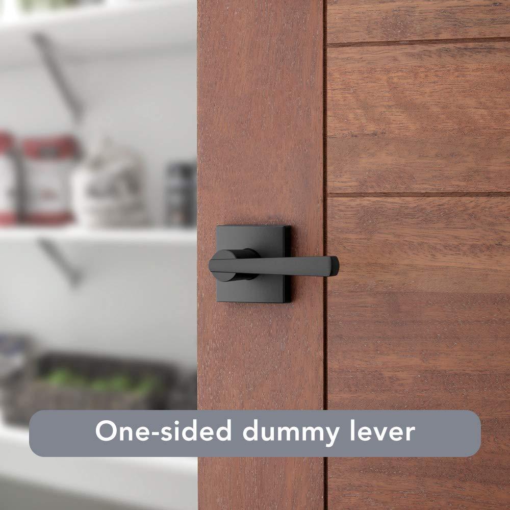 Baldwin Spyglass , Half Dummy Door Reversible Lever, Non-Turning Door Handle for Closet, French Door, With Microban Protection, in Matte Black