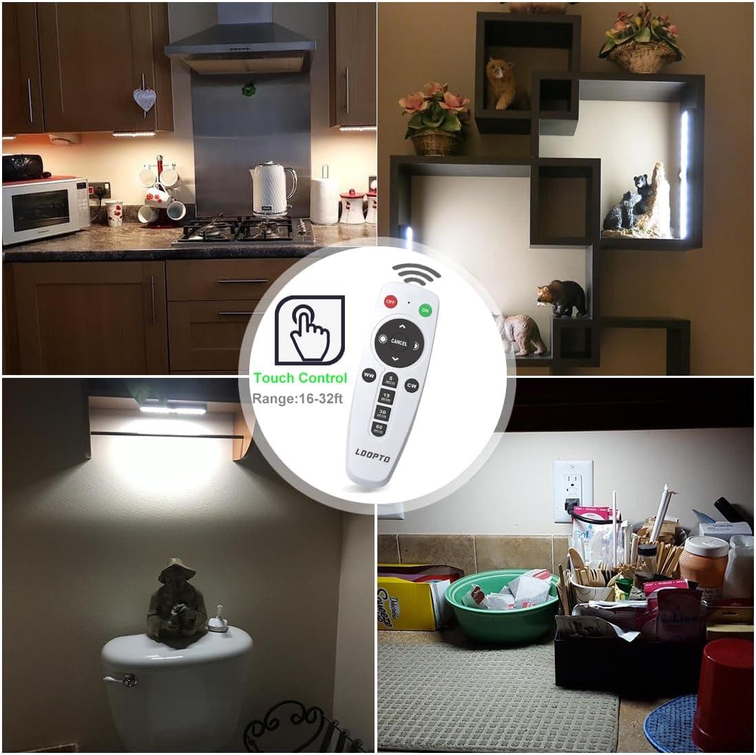 Wireless Dimmable LED Under Cabinet Lights with Remote, 4 Pack