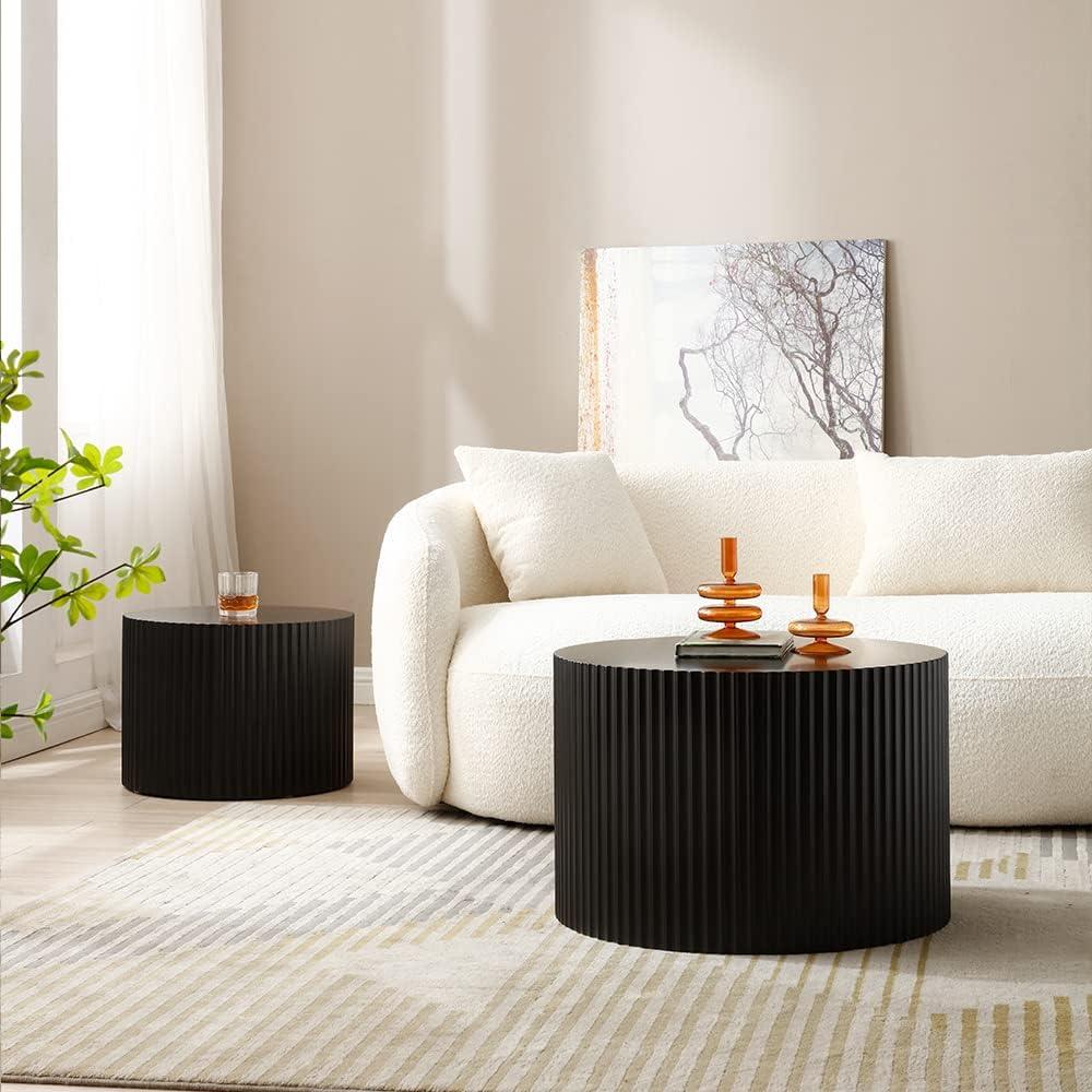 Williamspace Nesting Coffee Table Set, Modern Luxury, 2 Pieces, Black