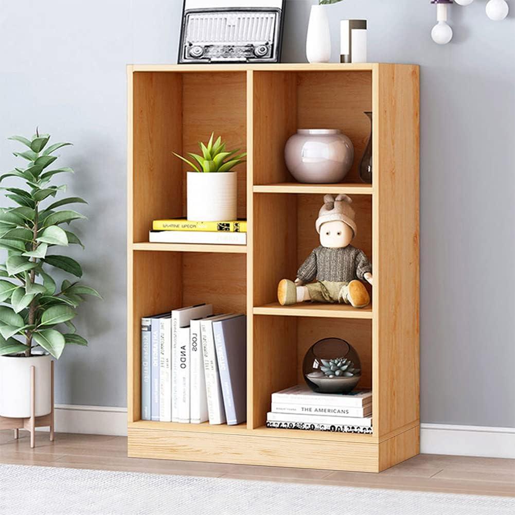 Pear Yellow Wooden 3-Tier Bookcase with 5 Cubes