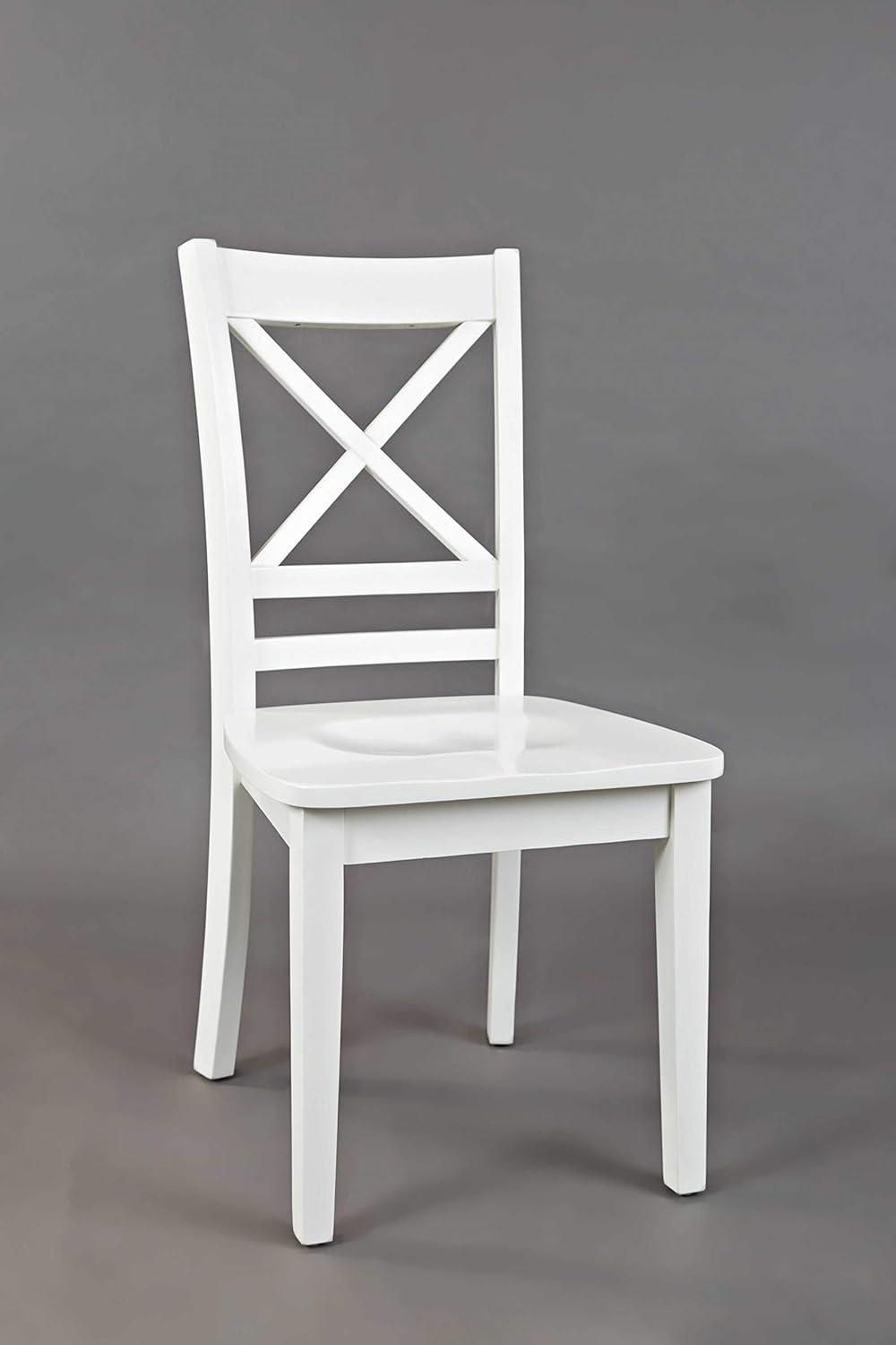 Paperwhite High Cross-Back Upholstered Side Chair in Solid Wood