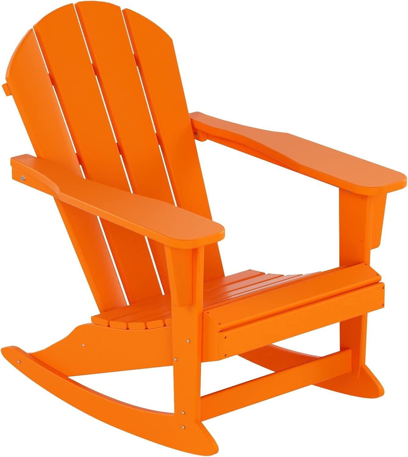 Keller 3 Piece Outdoor Rocking Chair and Table Set in Orange