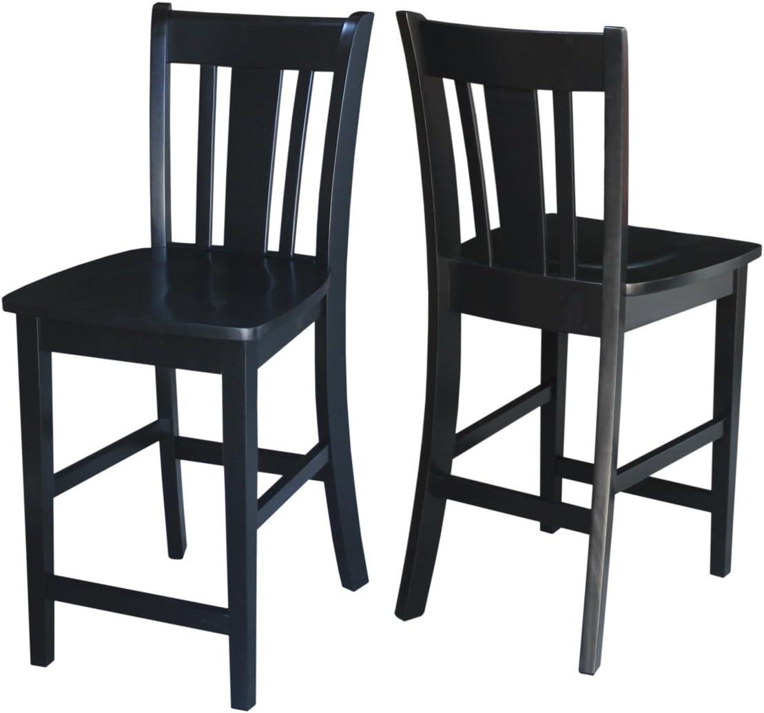 24" San Remo Counter Height Barstool Black - International Concepts: Solid Wood, Traditional Square Design, Durable Parawood
