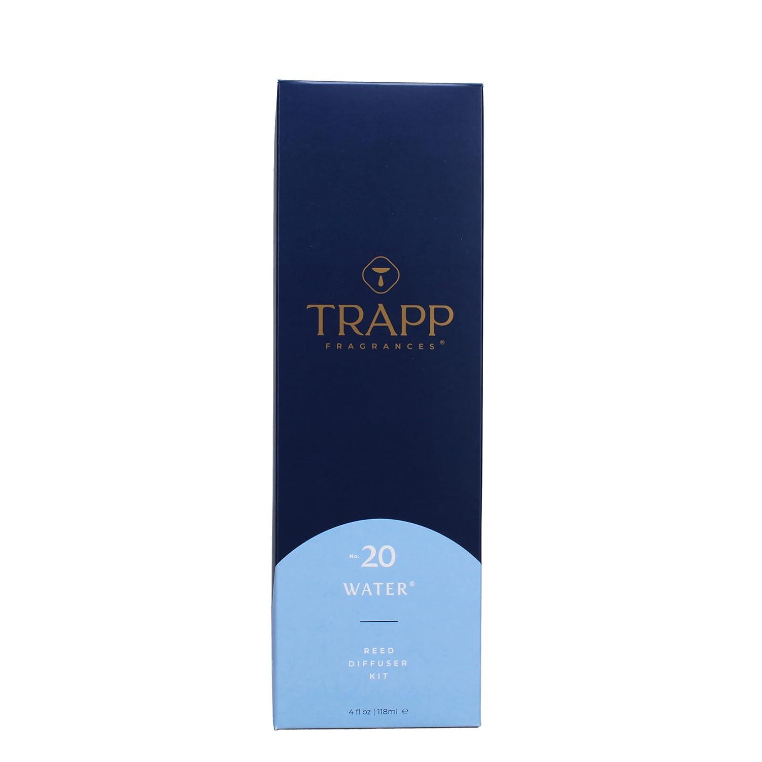 Trapp - No. 20 Water - Reed Diffuser Kit - 2 Sets of 12 Reeds, Scented Diffuser Oil (4 oz.), Vase - Long Lasting Scent Notes of Fresh Ozone, Aqueous Notes, and White Florals