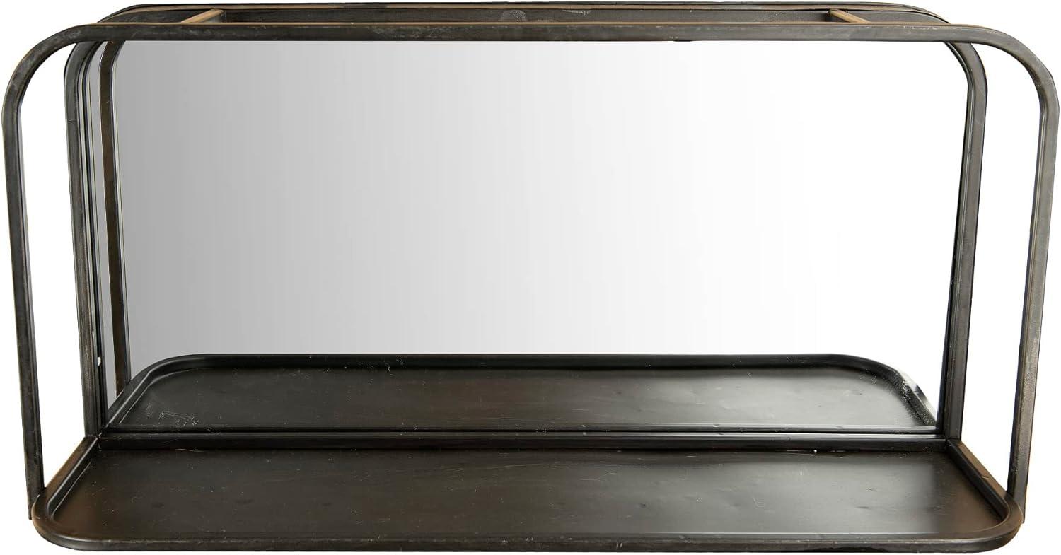 Creative Co-Op Rectangle Metal Framed Wall Mirror with Shelf, Black