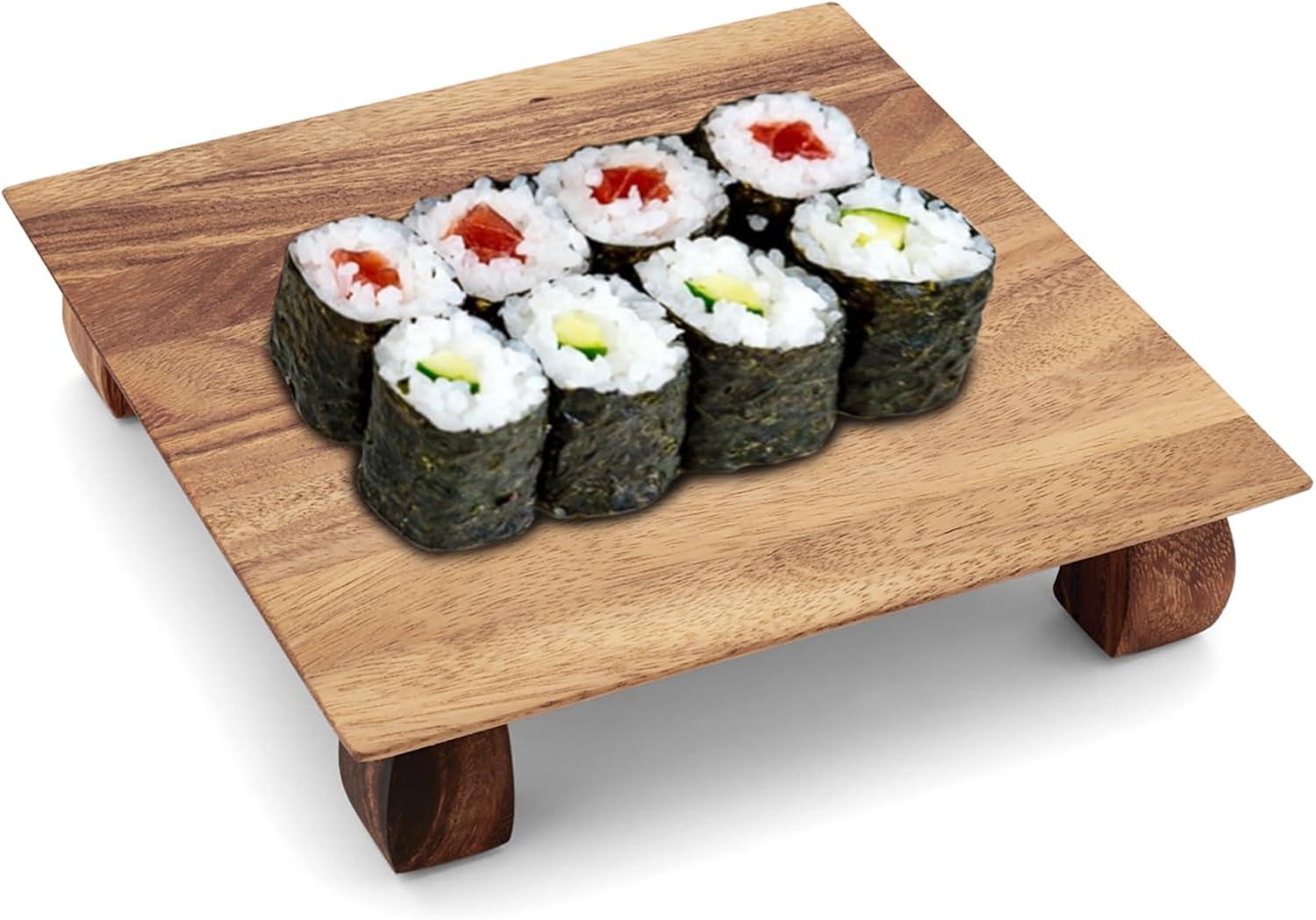 Ironwood Gourmet Kyoto Sushi Stand, Acacia Wood Brown 10 x 10 x 2.25 inches