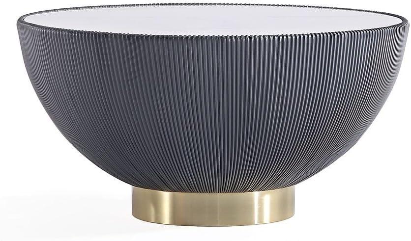 Manhattan Comfort Anderson Leatherette Upholstered Coffee Table with Faux Marble Tabletop Gray