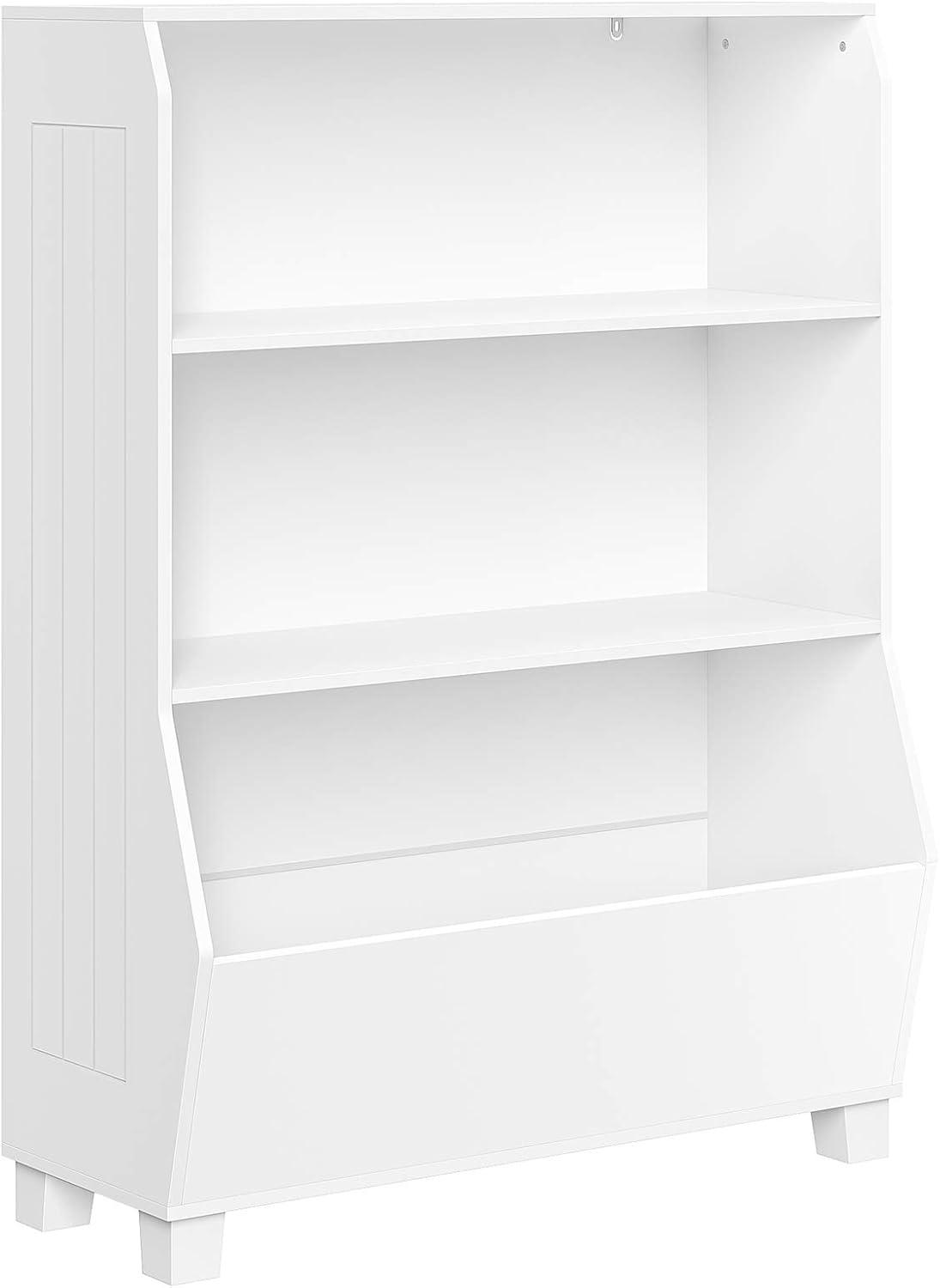 White Adjustable Kids Bookshelf with Toy Storage Bins