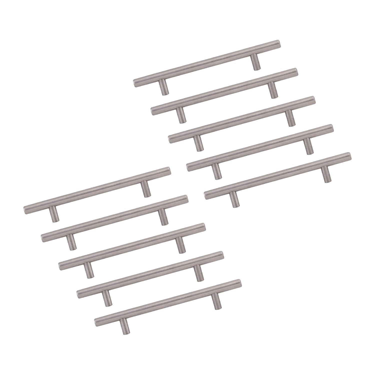 Design House 10-Pack Modern 6" Solid Center-to-Center Cabinet Pulls, Satin Nickel