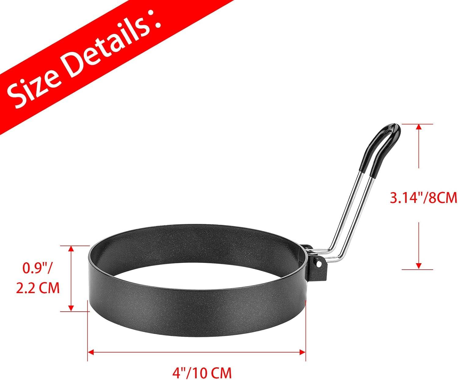 Eggs Rings 4 Pack Stainless Steel Egg Cooking Rings Pancake Mold for frying Eggs and Omelet, Black