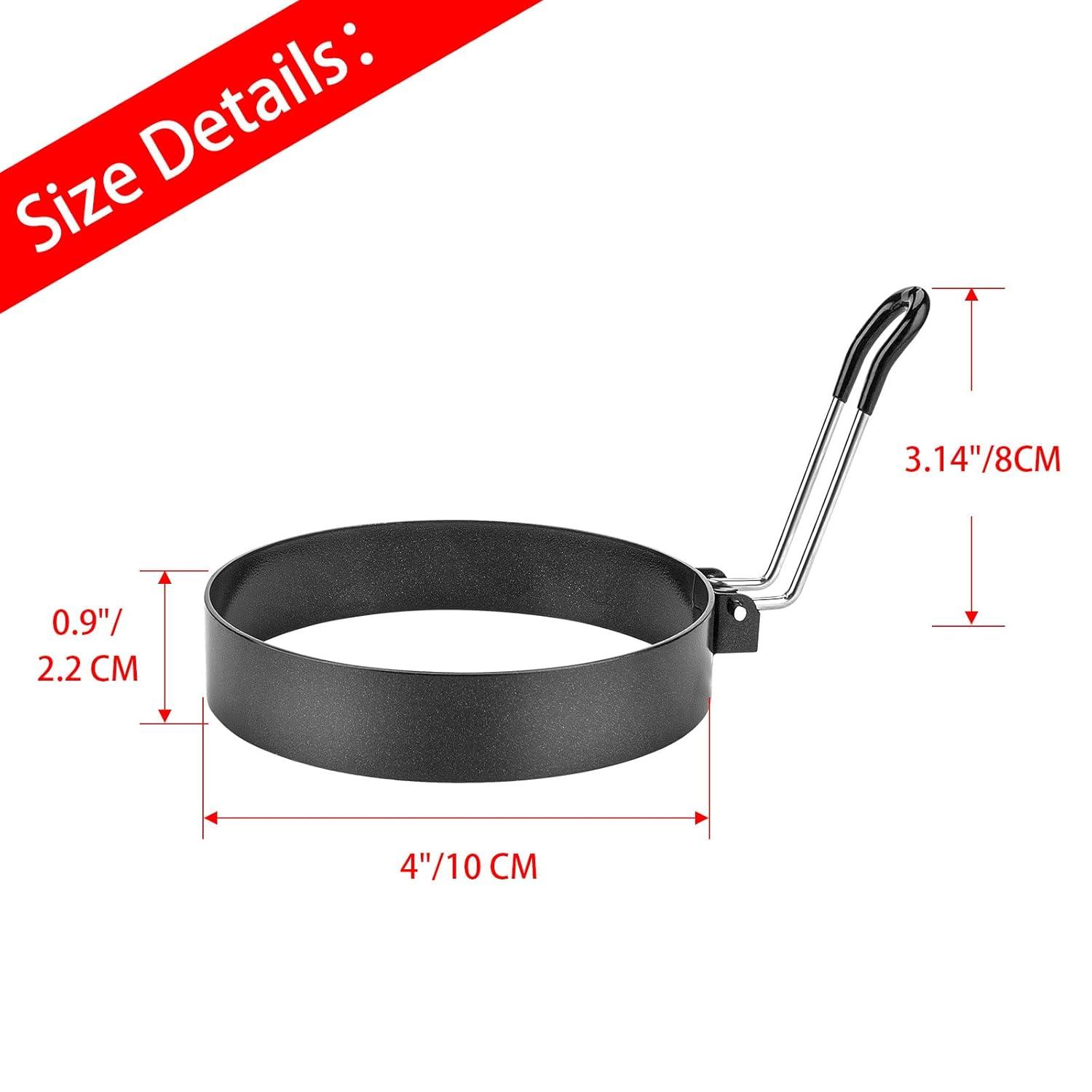 Eggs Rings 4 Pack Stainless Steel Egg Cooking Rings Pancake Mold for frying Eggs and Omelet, Black