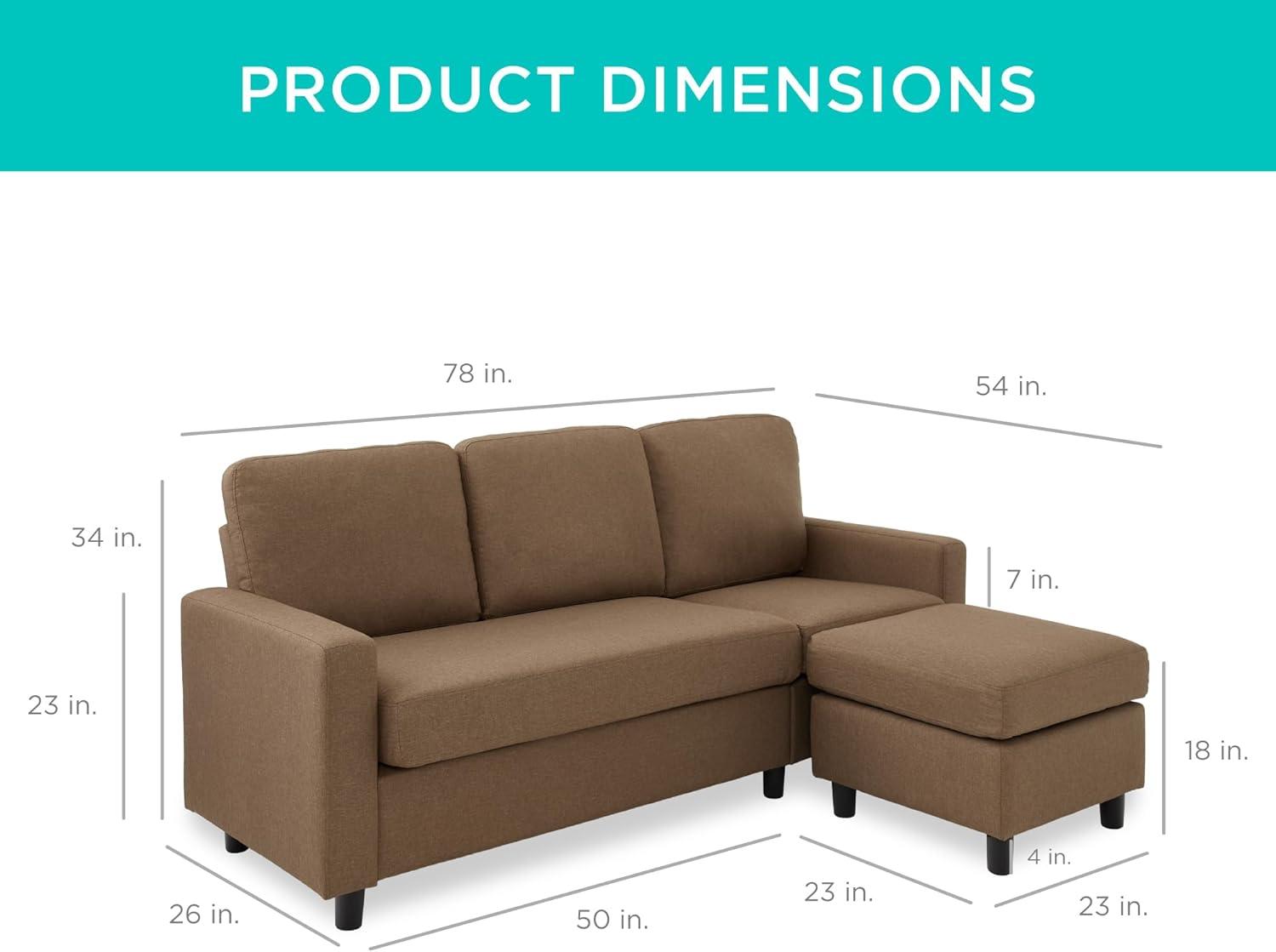 Best Choice Products Linen Sectional Sofa Couch w/ Chaise Lounge, Reversible Ottoman Bench