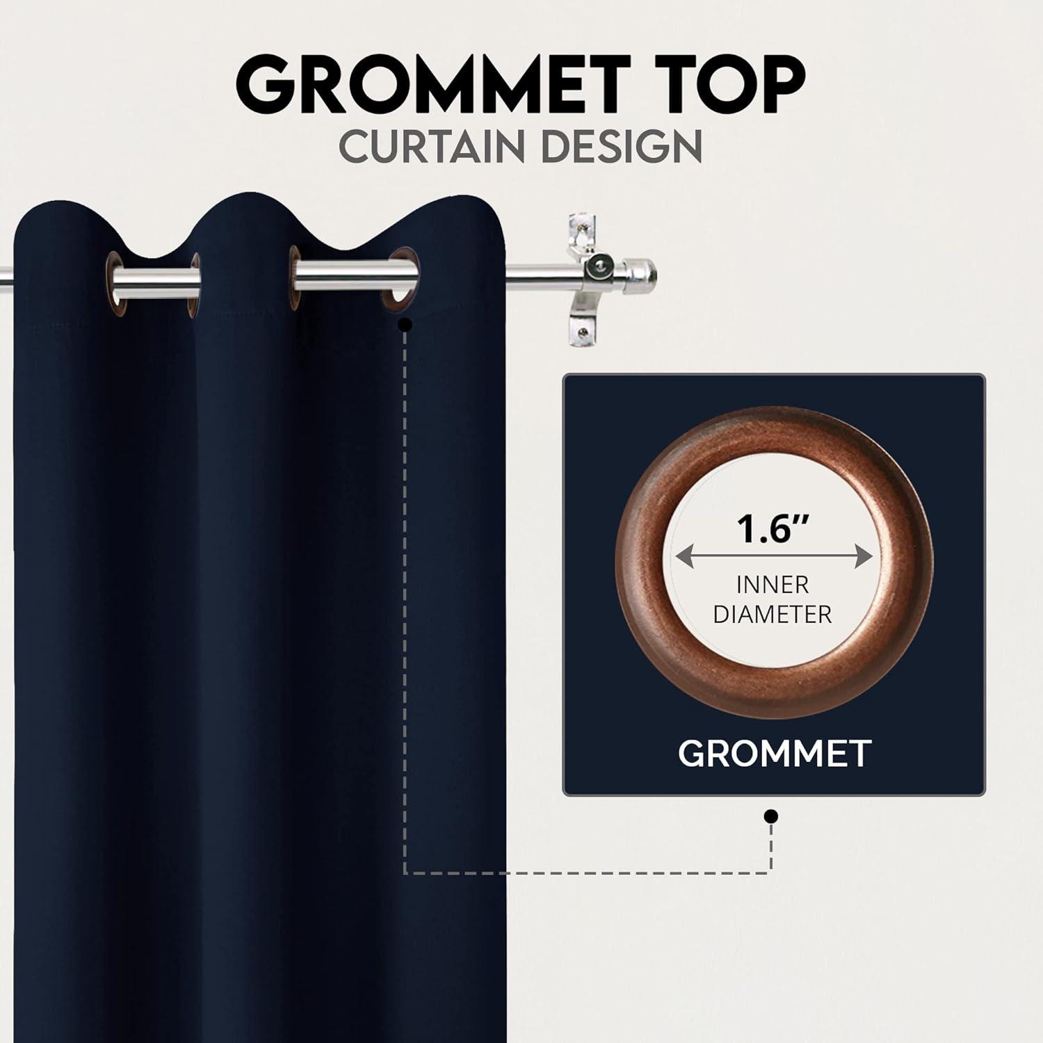Coodeto Navy Blackout Curtains Set of 2, W52 x L63 - Navy Blackout Curtains 63 inches Long for French Door