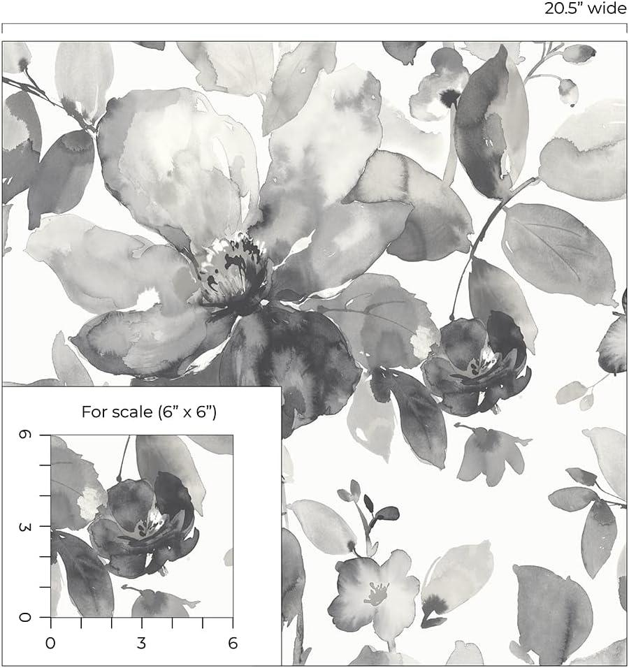 NextWall  Watercolor Flower Peel and Stick Wallpaper 20.5 in. W x 18 ft. L - Inkwell