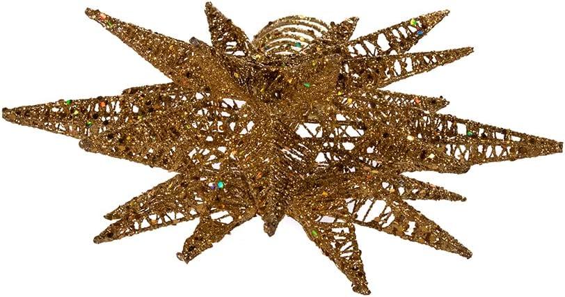 Kurt Adler 16.5-Inch Gold Glitter Wire 3D Star Treetop