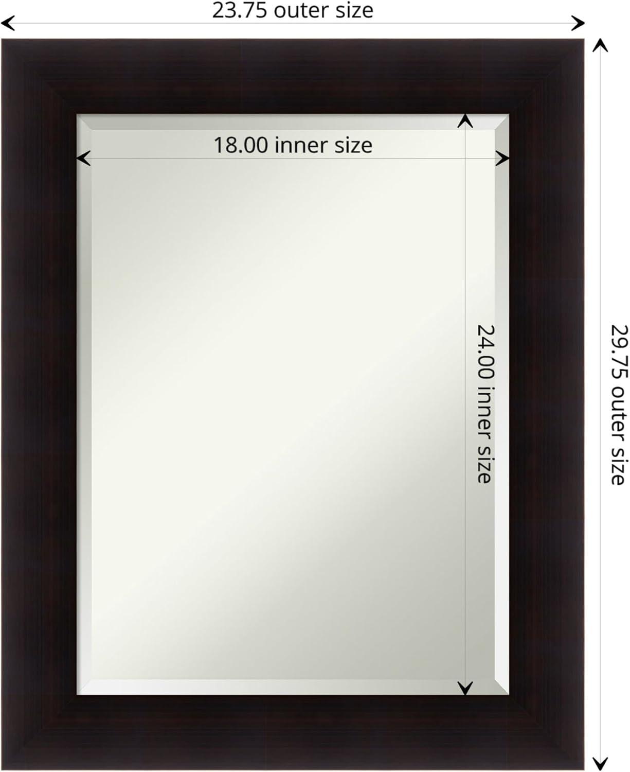 Amanti Art Beveled Wood Bathroom Wall Mirror - Portico Espresso Frame Outer Size: 24 x 30 in