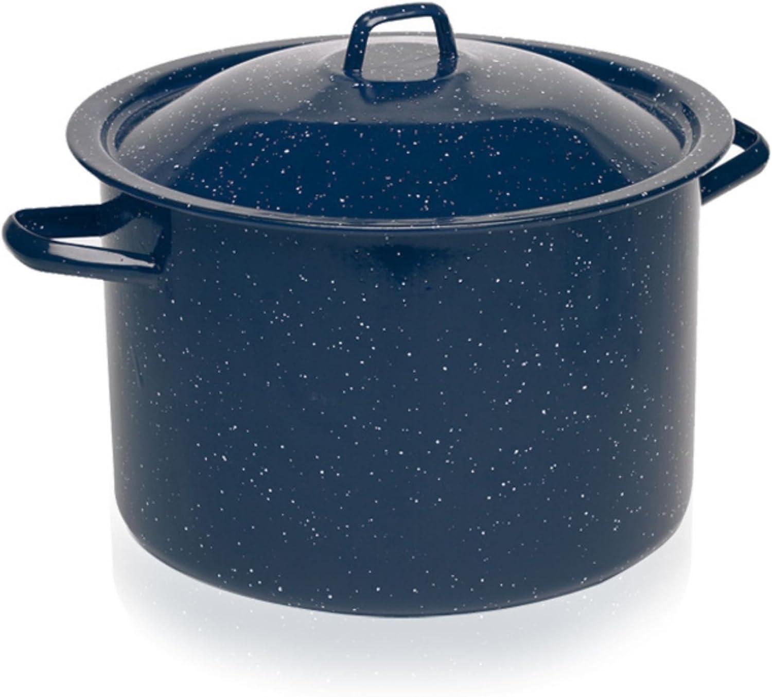 Imusa Blue Speckled Enamel Stock Pot 6 Quart, Blue