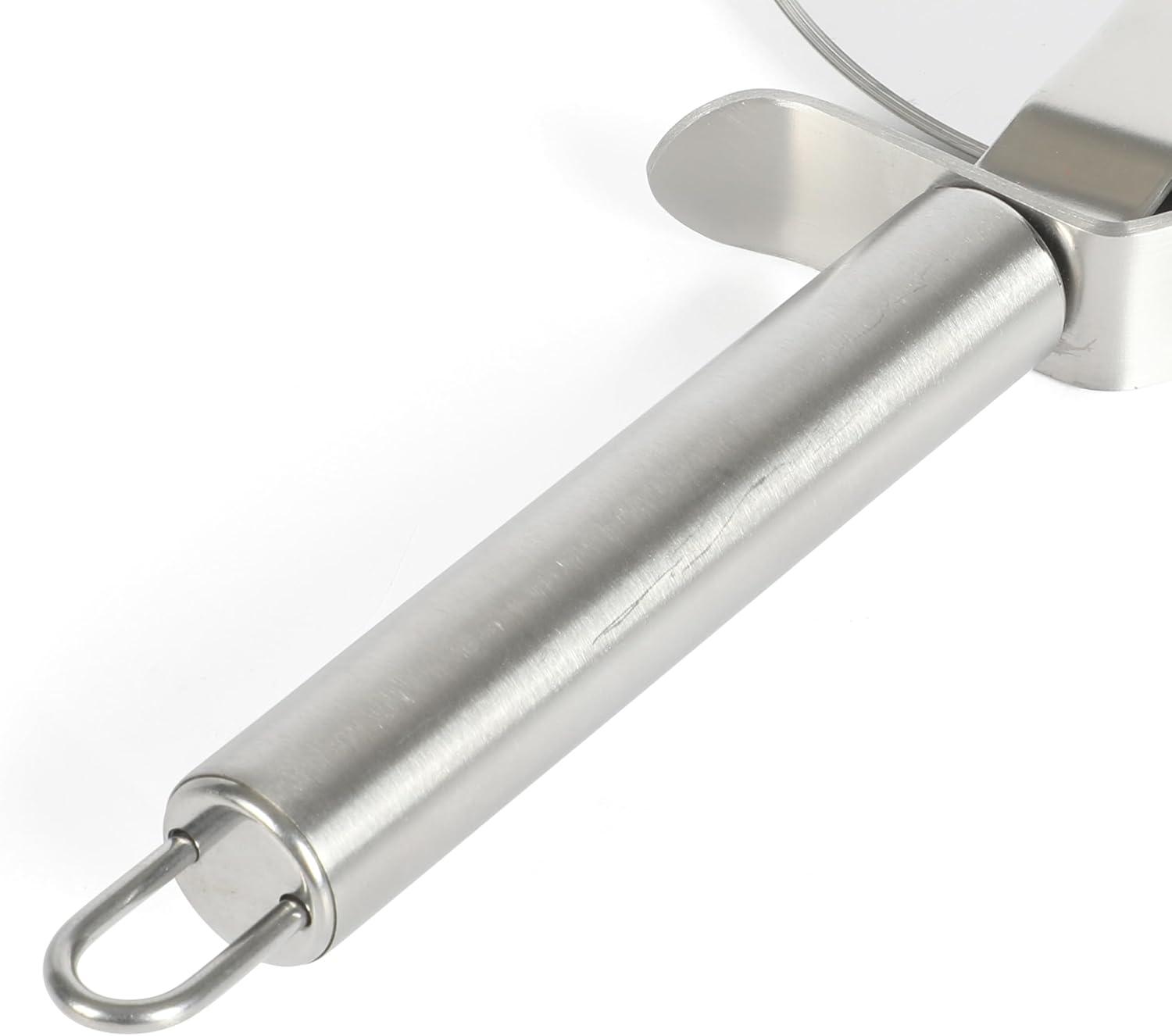 4" Silver Stainless Steel Pizza Cutter with Ergonomic Handle