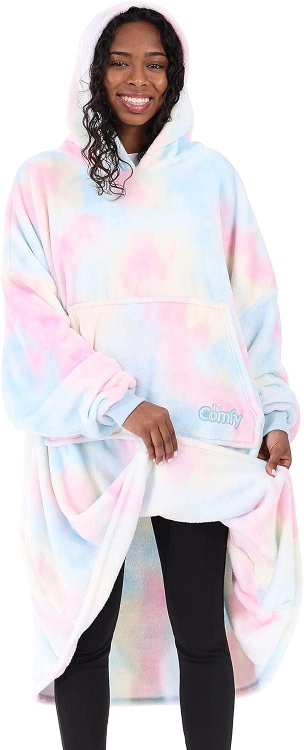 Cotton Candy Tie Dye Hooded Wearable Blanket