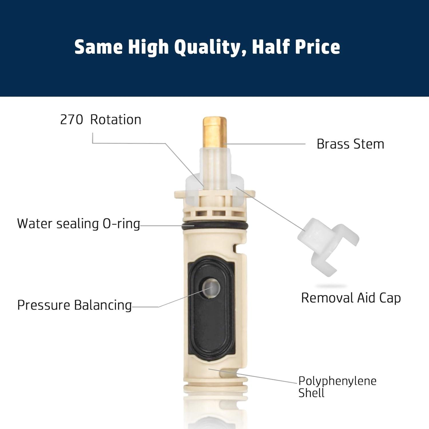 1222 Replacement Cartridge with Moen 104421 Cartridge Puller Removal Tool Retainer Clip Compatible with Moen One-Hanlde Posi Temp 1222B Shower Bathtub Faucet (1222 cartridge +104421 cartridge puller)