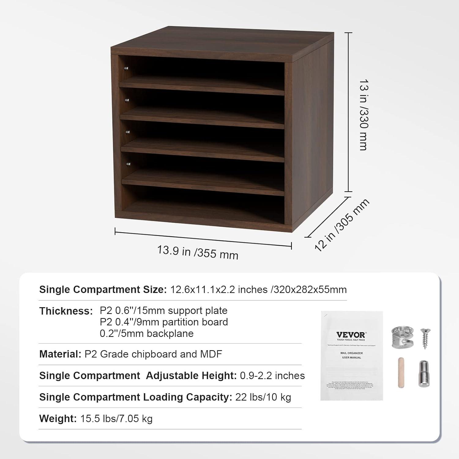 VEVOR Manufactured Wood 5 Compartment Mailroom Table Accessory