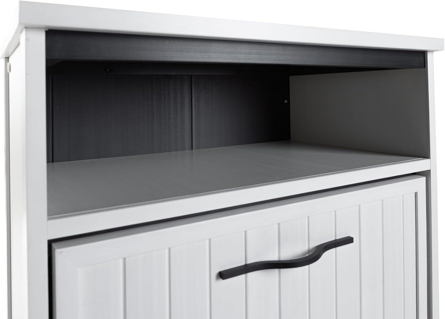 New Age Pet® ECOFLEX® Dog Food Pantry with Double Stainless Steel Bowls - Durable Composite, Includes 2x 32oz Bowls, Storage for 25 lbs of Dog Food, Easy Assembly, Moisture Resistant