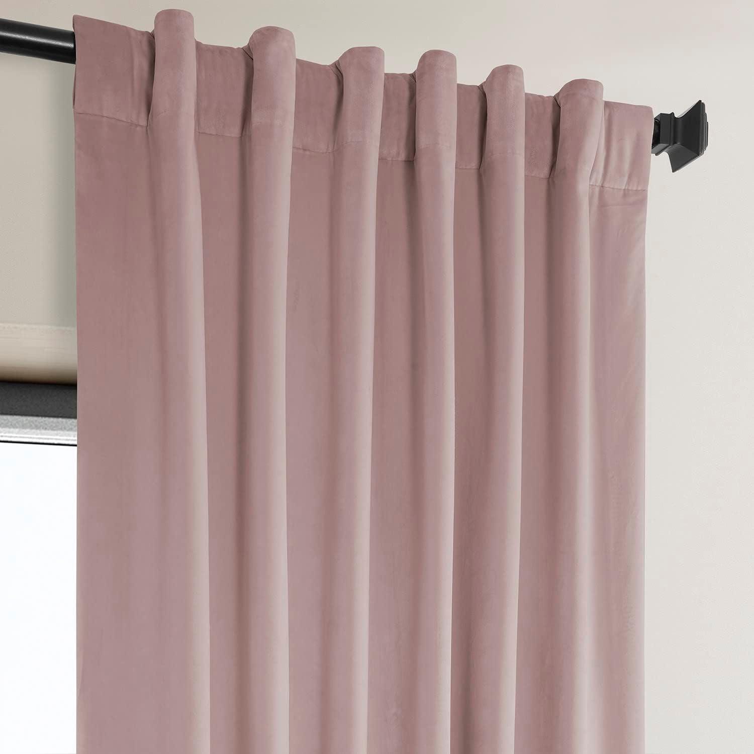 Ballet Pink Velvet Room-Darkening Curtain Panel, 84"