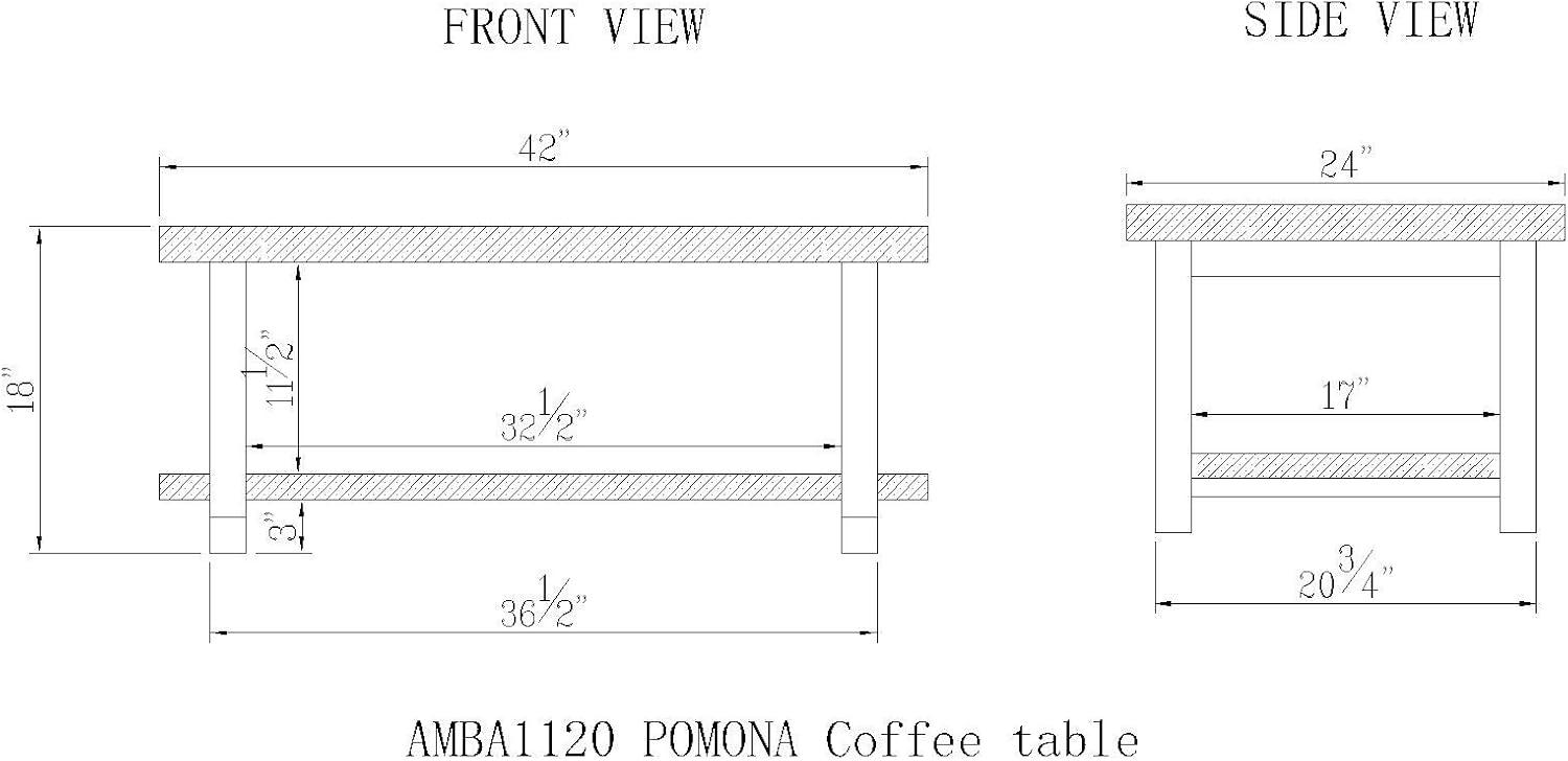 42" Pomona Metal and Reclaimed Wood Coffee Table Slate Gray - Alaterre Furniture