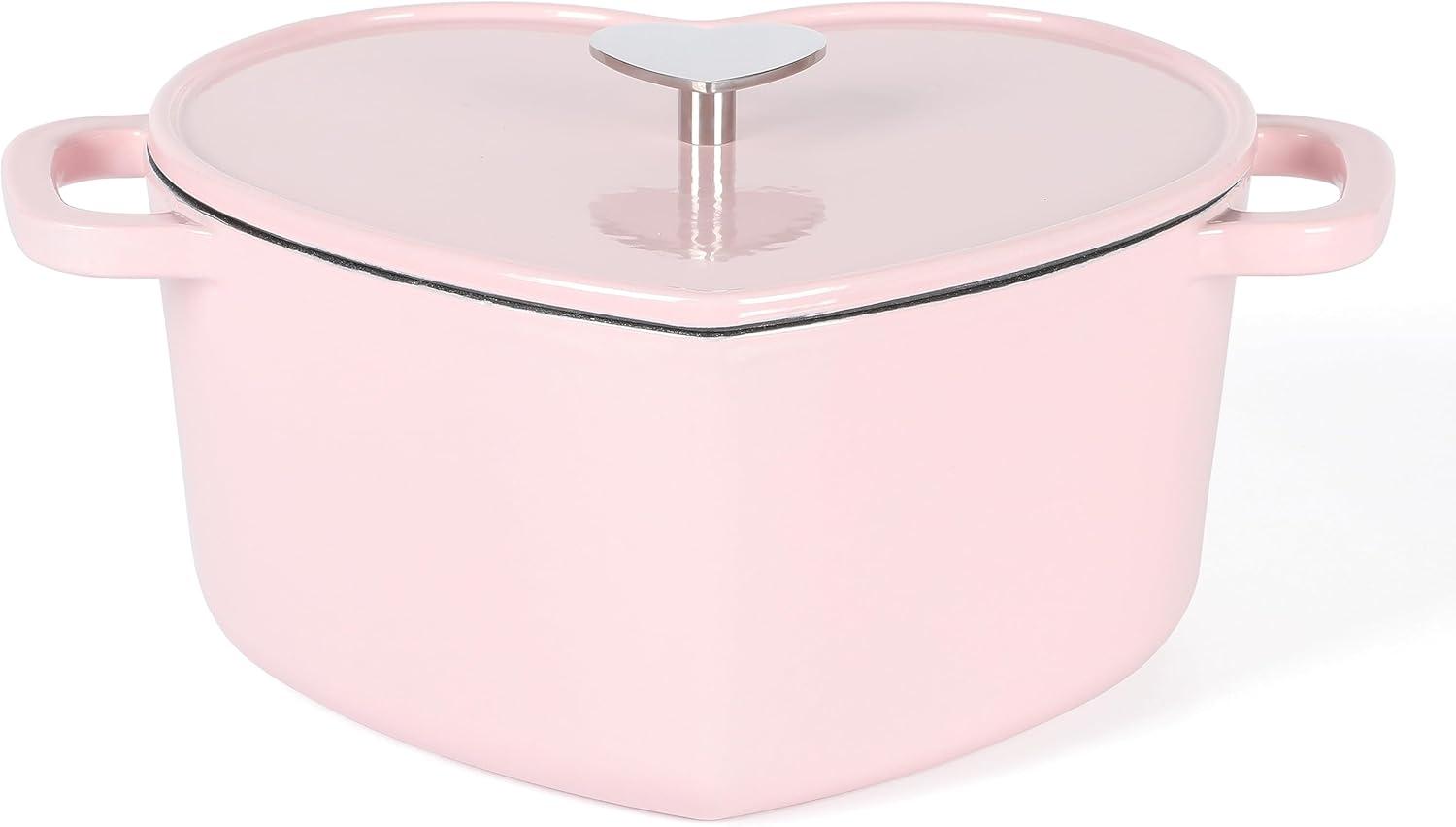 Martha Stewart Martha Stewart Heart Shape 2 QT Enamel Cast Iron Dutch Oven - Pink