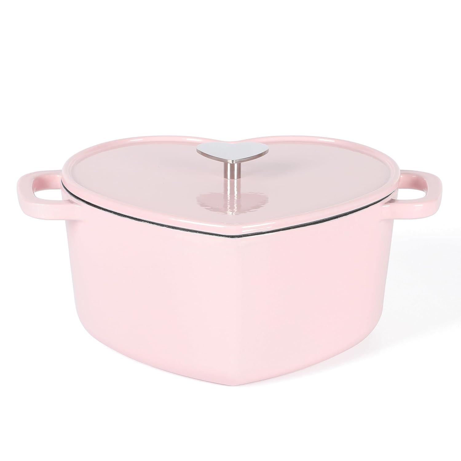 Martha Stewart Martha Stewart Heart Shape 2 QT Enamel Cast Iron Dutch Oven - Pink