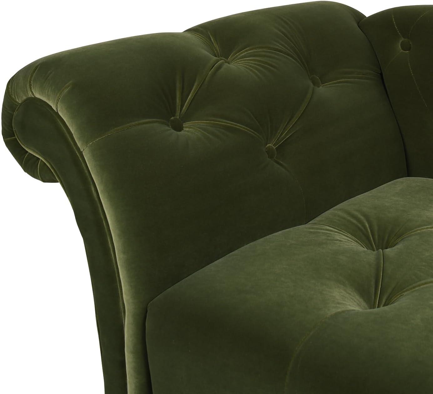 Jennifer Taylor Home Samuel Tufted Roll Arm Chaise Lounge Olive Green Velvet