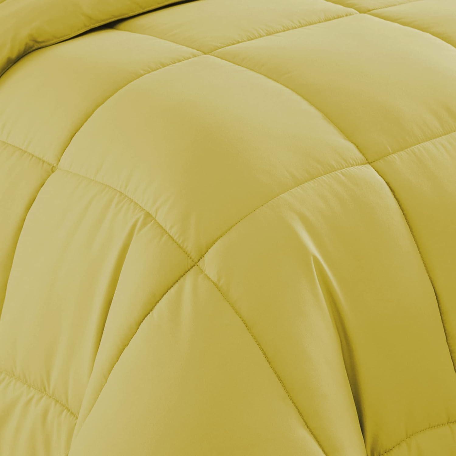 Bed-in-A-Bag Solid Color Comforter & Sheet Set Soft All Season Bedding, Twin XL, Yellow