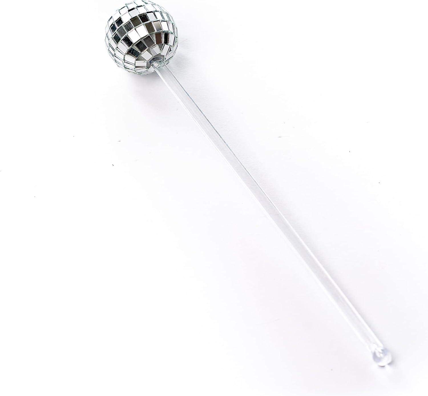 Silver Disco Ball Drink Stirrers Set of 4