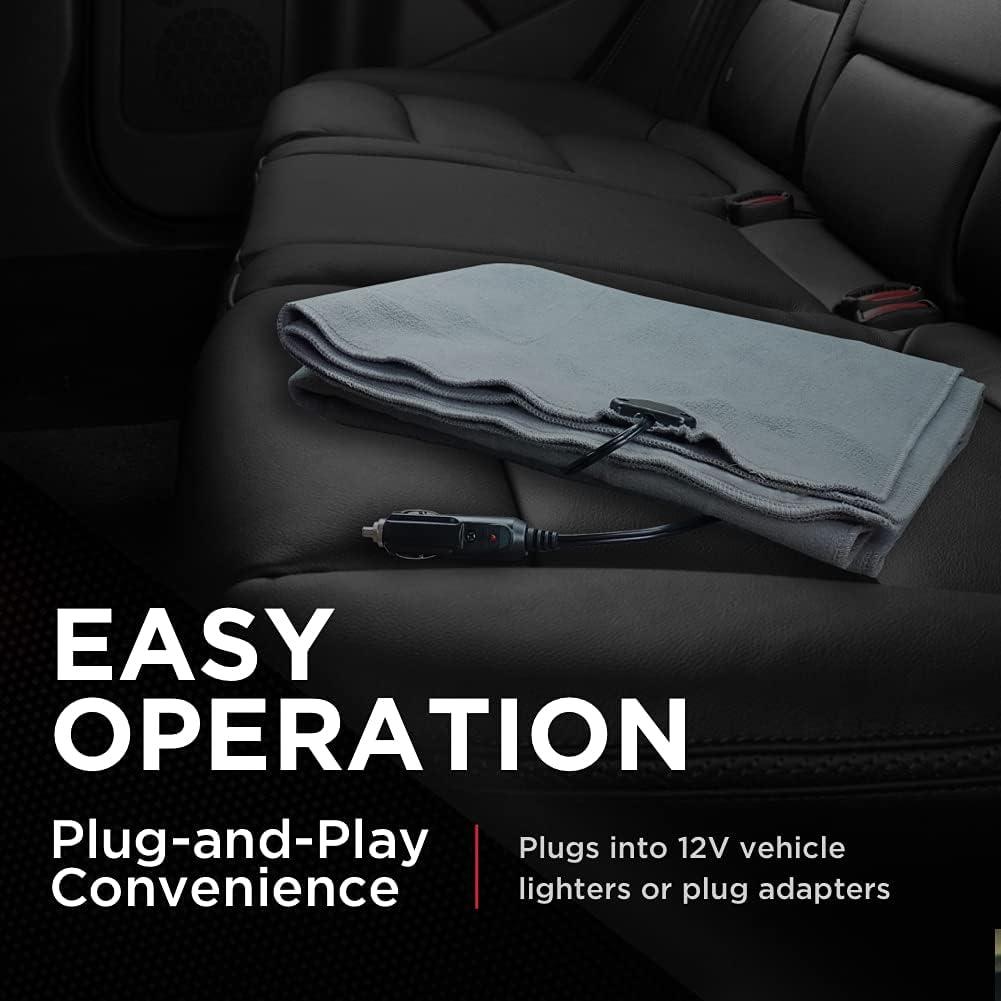 Schumacher Electric Heated Polar Fleece Lap Blanket, SA877, 64 Inch Cord, for Emergencies, Road Trips, Camping, and Tailgating, Plugs into 12 Volt DC Accessory Outlet