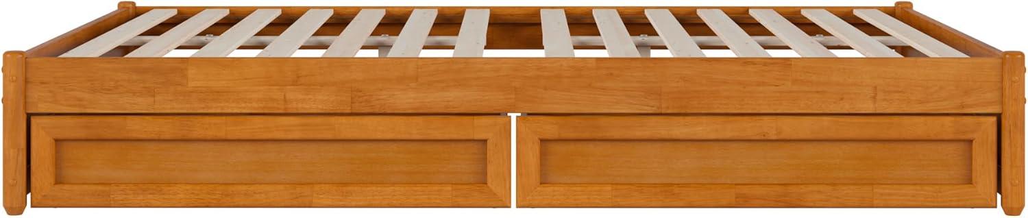 Barcelona Queen Wood Panel Platform Bed with Storage Drawers in Light Toffee