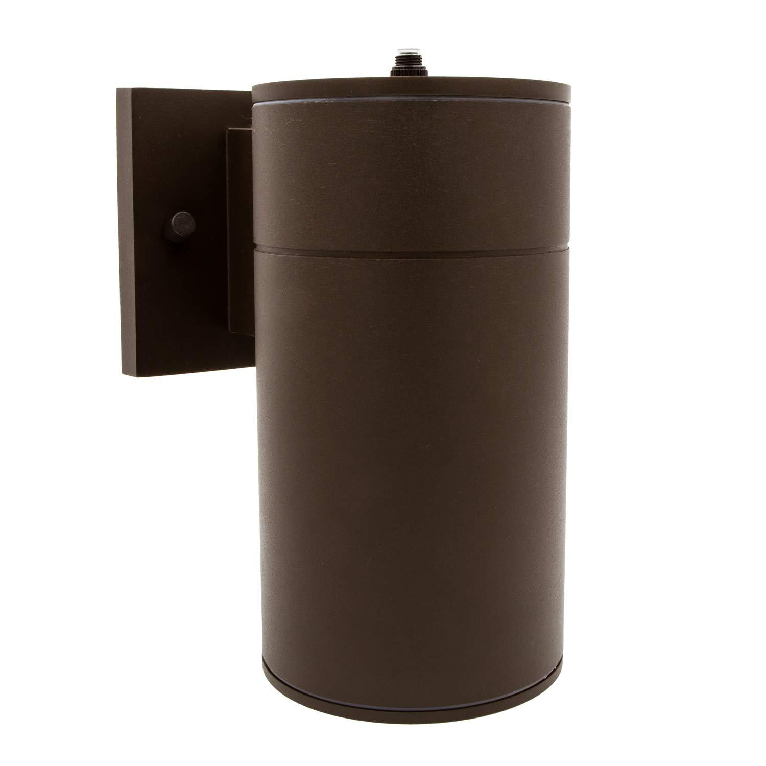 Maxxima Cylinder LED Outdoor Wall Light, Modern Wall Wash, 12 Watt, 1050 Lumens, 5 CCT 2700K/3000K/3500K/4000K/5000K, Dusk to Dawn Photocell Sensor, Exterior Garage, Patio, or Porch Lighting, Black