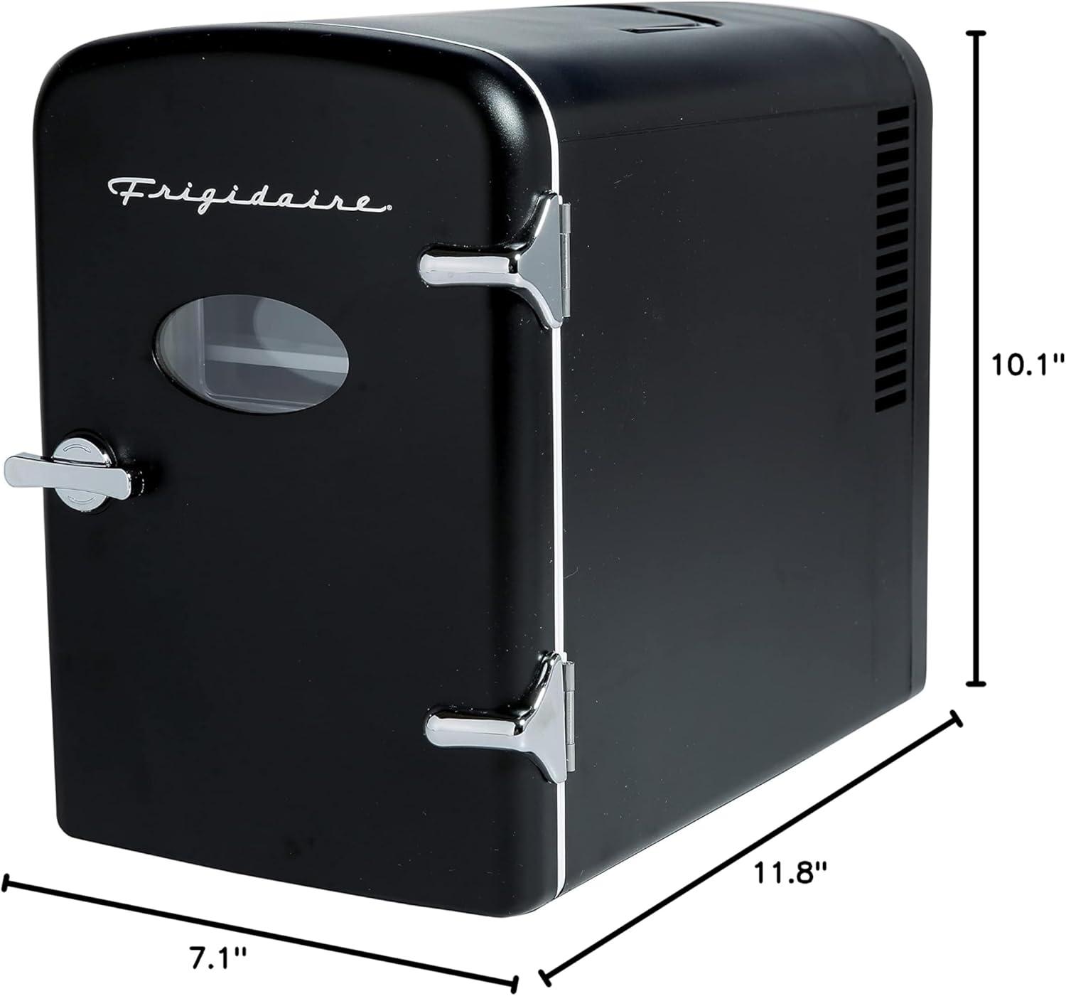 Frigidaire, 6 Can/4L Mini Personal Retro Fridge Cooler, EFMIS229, Black