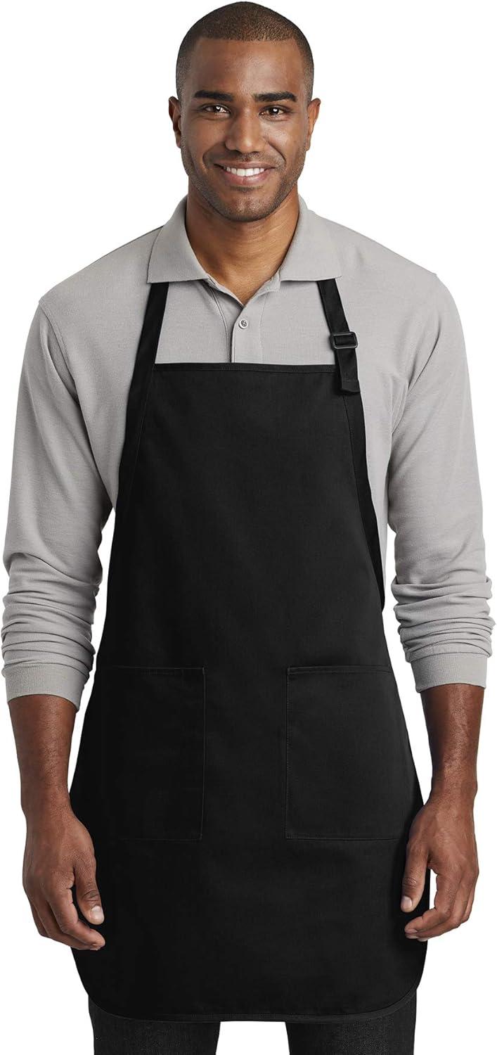 Black Full-Length Two-Pocket Cotton Polyester Apron