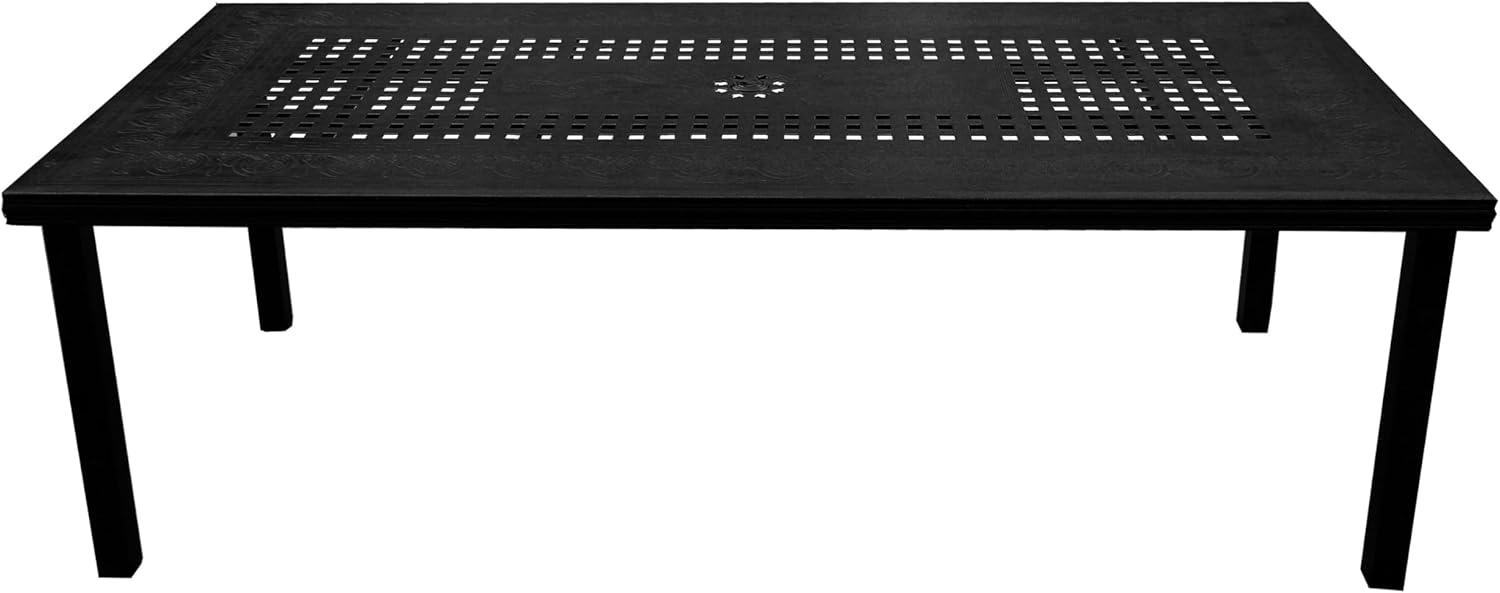 Oakland Living 95" Rectangular Modern Outdoor Mesh Lattice Aluminum Patio Dining Set with 8 Arm Chairs Black