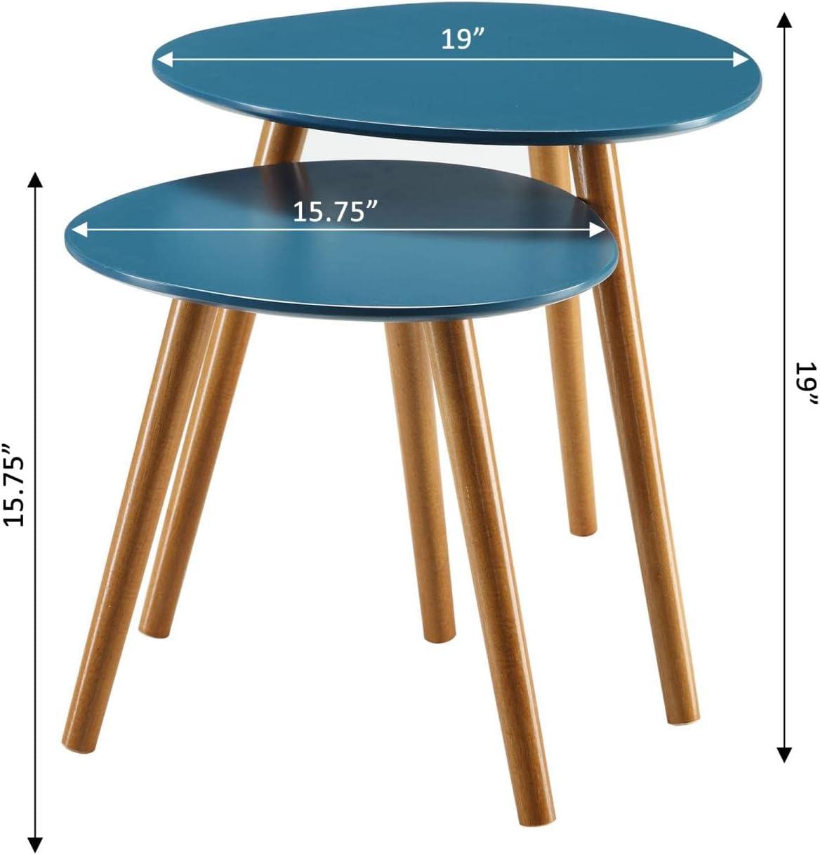 Convenience Concepts Oslo Two Piece Nesting Table Set in Blue Solid Wood Finish