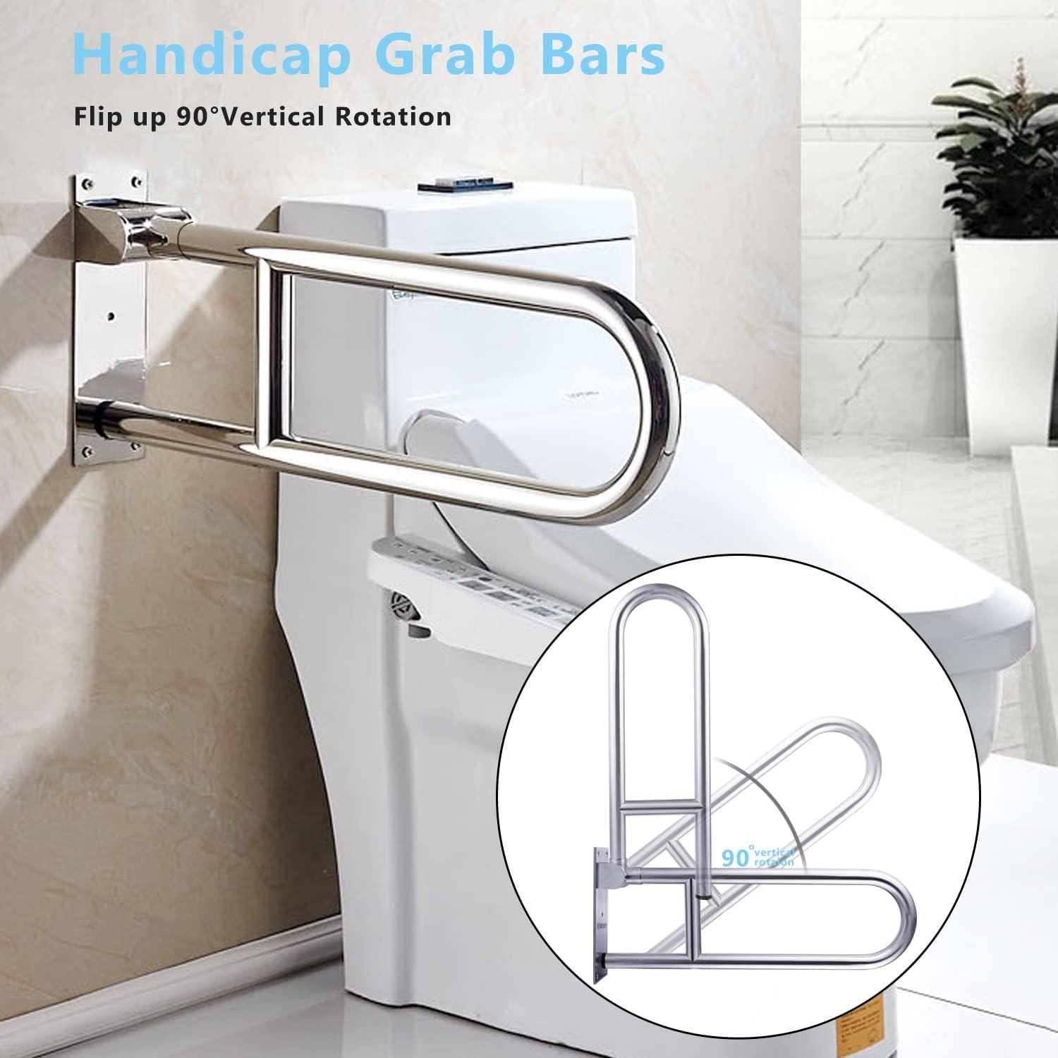 23.6'' Stainless Steel Flip-Up Toilet Safety Grab Bar