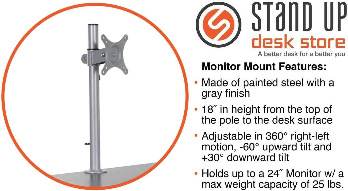 Stand Up Desk Store Rolling Adjustable Height Mobile Standing Desk with Monitor Mount (Silver Frame/Matte Black Top, 48" Wide)