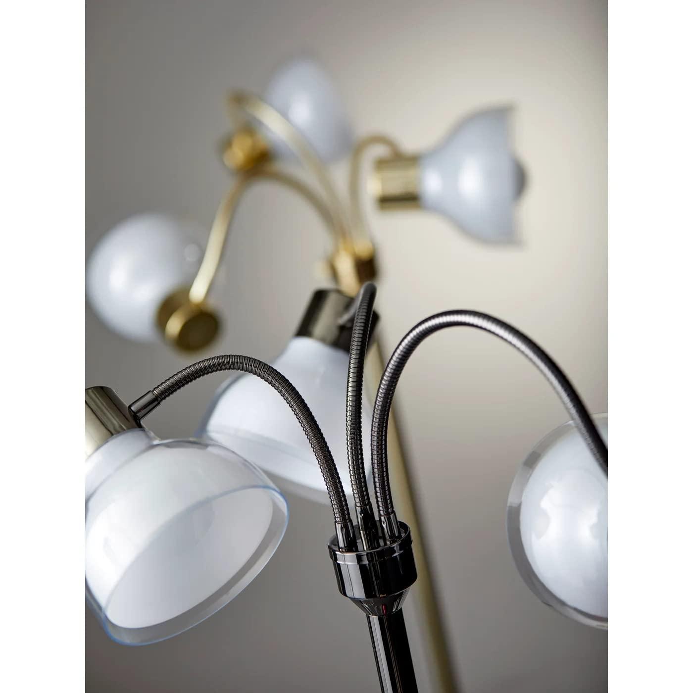 69" Presley 3 Arm Floor Lamp Gold - Adesso: ETL Listed, Metal Body, Plastic Shade, No Bulb Included
