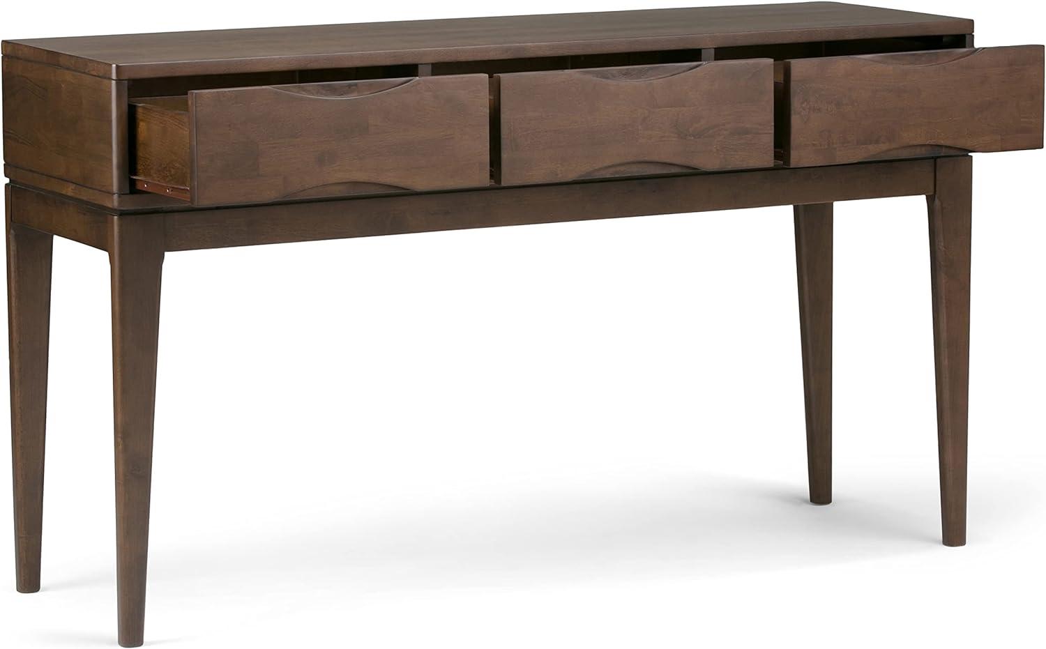 Harper Walnut Brown Solid Wood Console Table with Storage