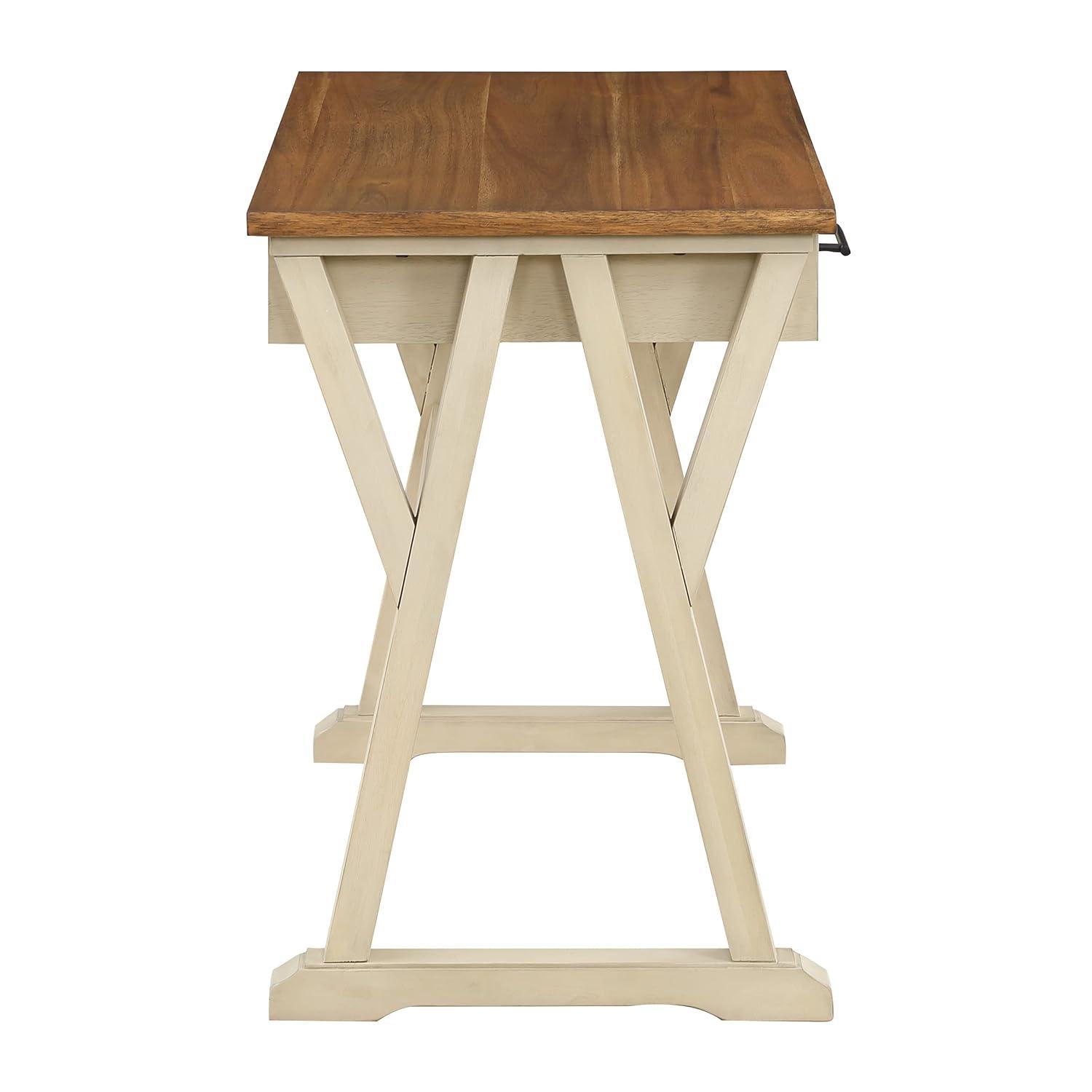 Jericho Rustic Writing Desk w/ Drawers  in Antique White in Engineered Wood