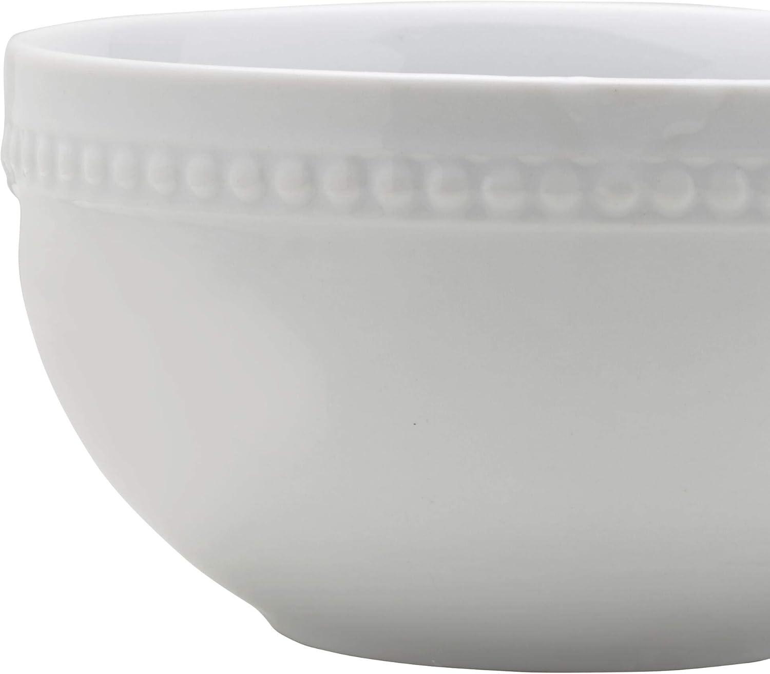 White Ceramic Beaded 26 Ounce Soup and Cereal Bowls